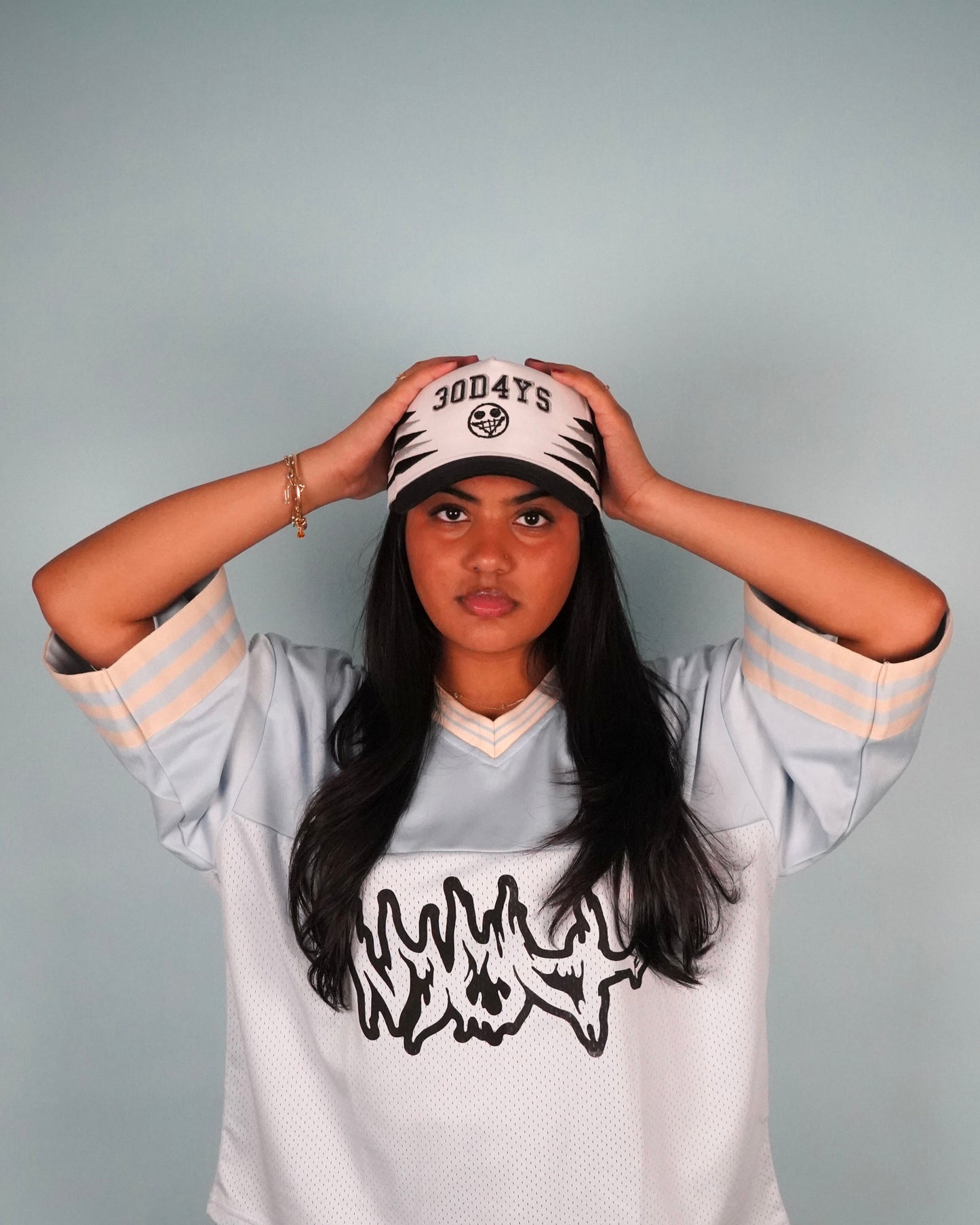 "FAKE SMILE" DIAMOND CUT SNAPBACK HAT