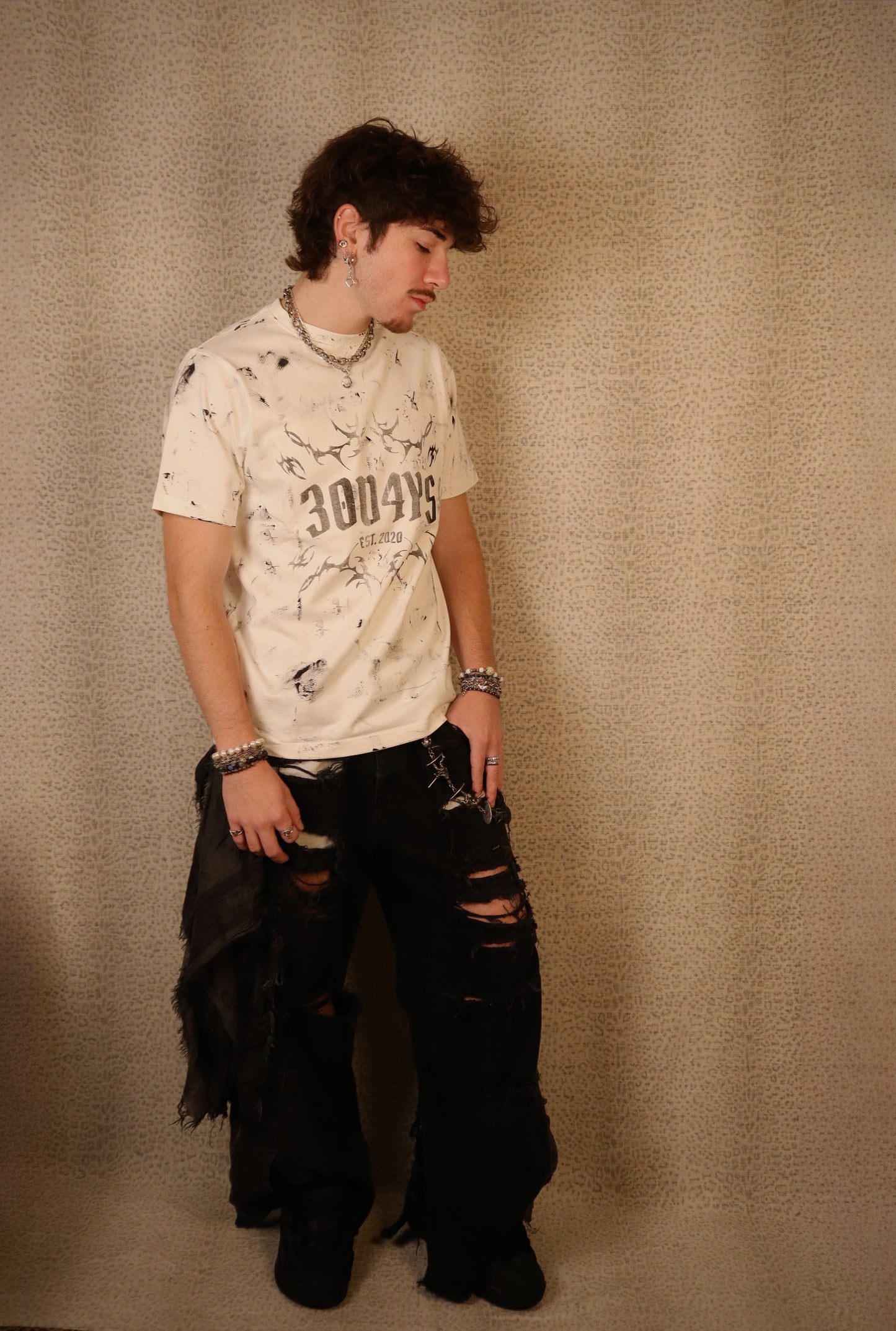 WHITE “30D4YS EST. 2020" SPLATTER T-SHIRT