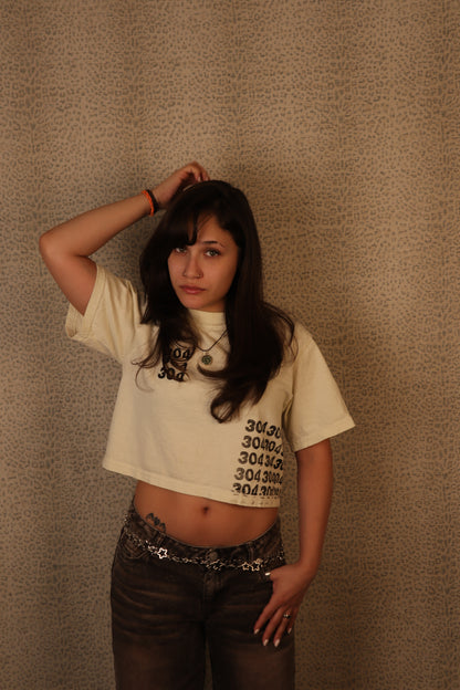 CREAM “304 REPEATER" CROP TOP