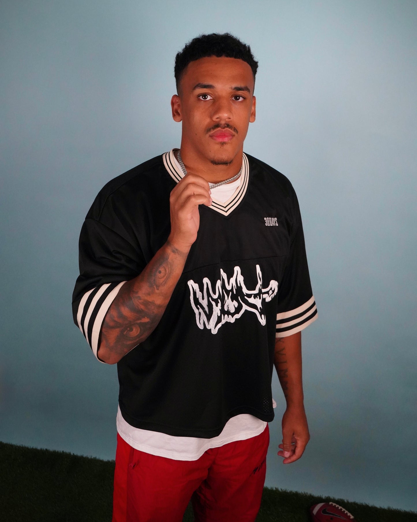 "304 FLAME" BLACK VINTAGE FOOTBALL JERSEY