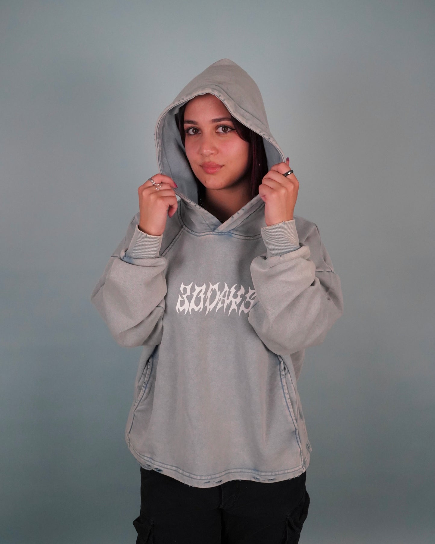 "30D4YS CYBER" DENIM BLUE LIGHTWEIGHT HOODIE