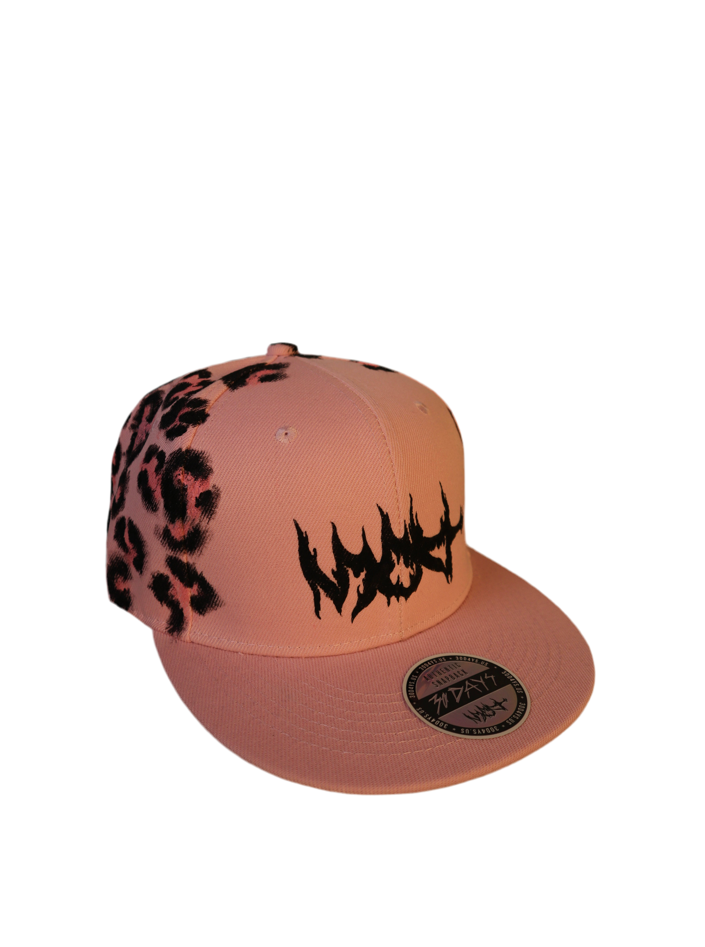 BABY PINK LEOPARD PRINT “304 FLAME” SNAPBACK HAT