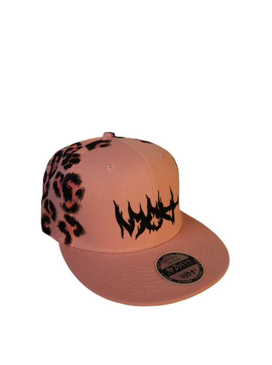 BABY PINK LEOPARD PRINT “304 FLAME” SNAPBACK HAT