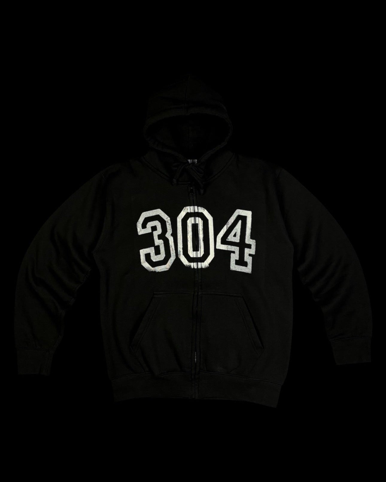 "304 VARSITY" MIDNIGHT BLACK ZiP-UP HOODIE