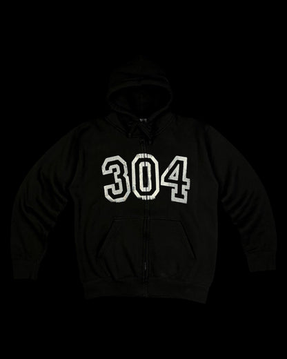 "304 VARSITY" MIDNIGHT BLACK ZiP-UP HOODIE
