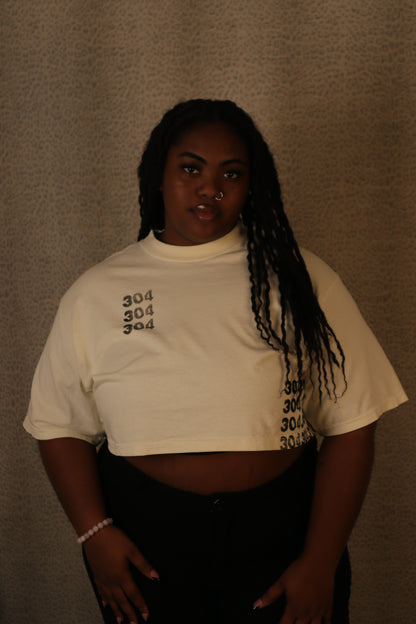CREAM “304 REPEATER" CROP TOP