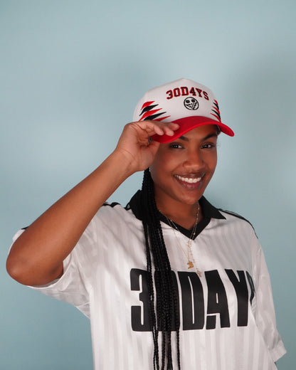 "FAKE SMILE" DIAMOND CUT SNAPBACK HAT