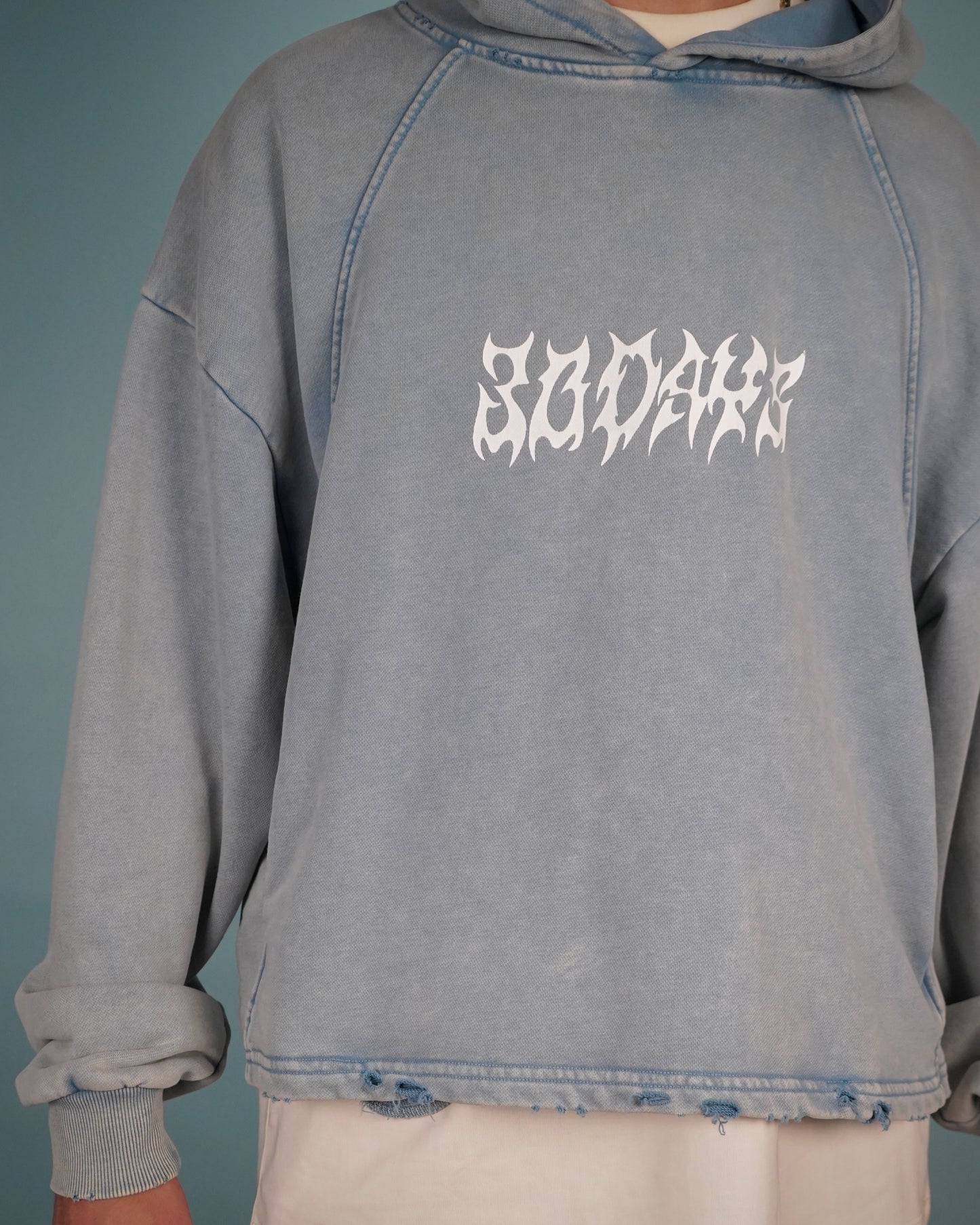 "30D4YS CYBER" DENIM BLUE LIGHTWEIGHT HOODIE