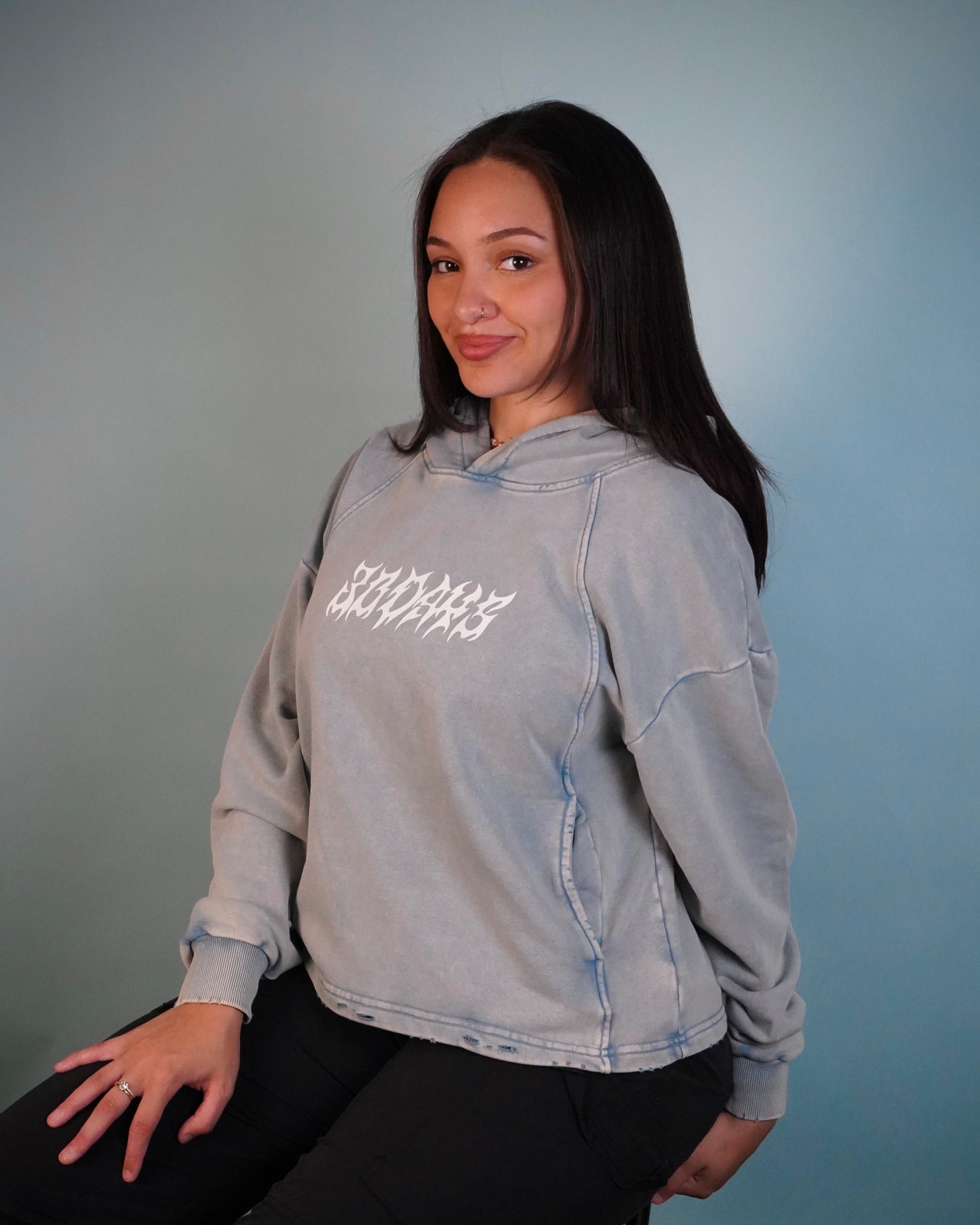 "30D4YS CYBER" DENIM BLUE LIGHTWEIGHT HOODIE