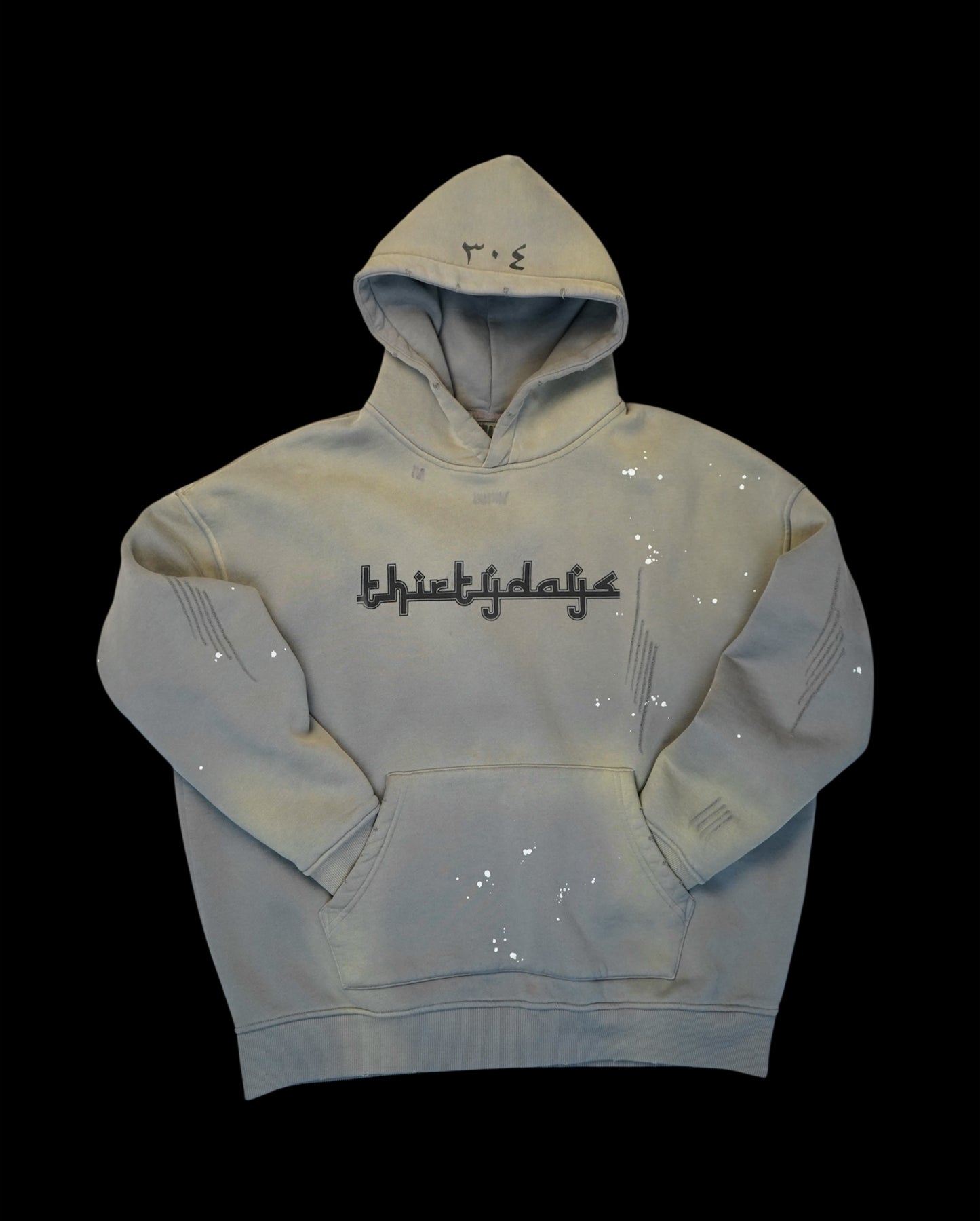 "thirtydays" STONE GREY ARABIC HOODIE