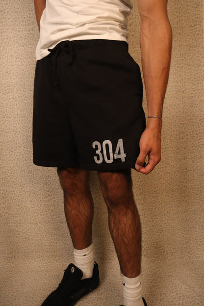 BLACK "BOLD 304" SWEATSHORTS