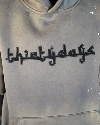 "thirtydays" STONE GREY ARABIC HOODIE