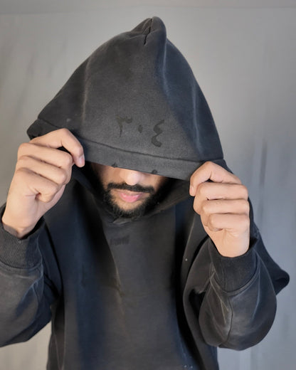 "thirtydays" CHARCOAL BLACK ARABIC HOODIE