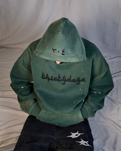 "thirtydays" ALPINE GREEN ARABIC HOODIE