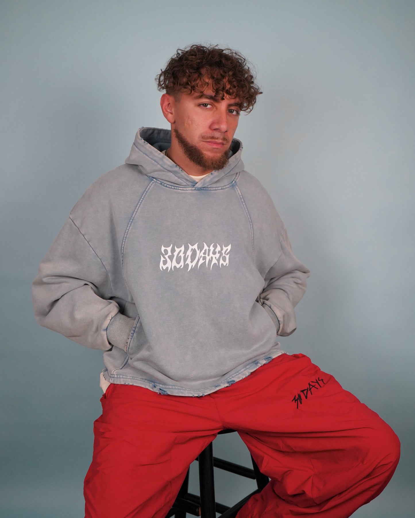 "30D4YS CYBER" DENIM BLUE LIGHTWEIGHT HOODIE