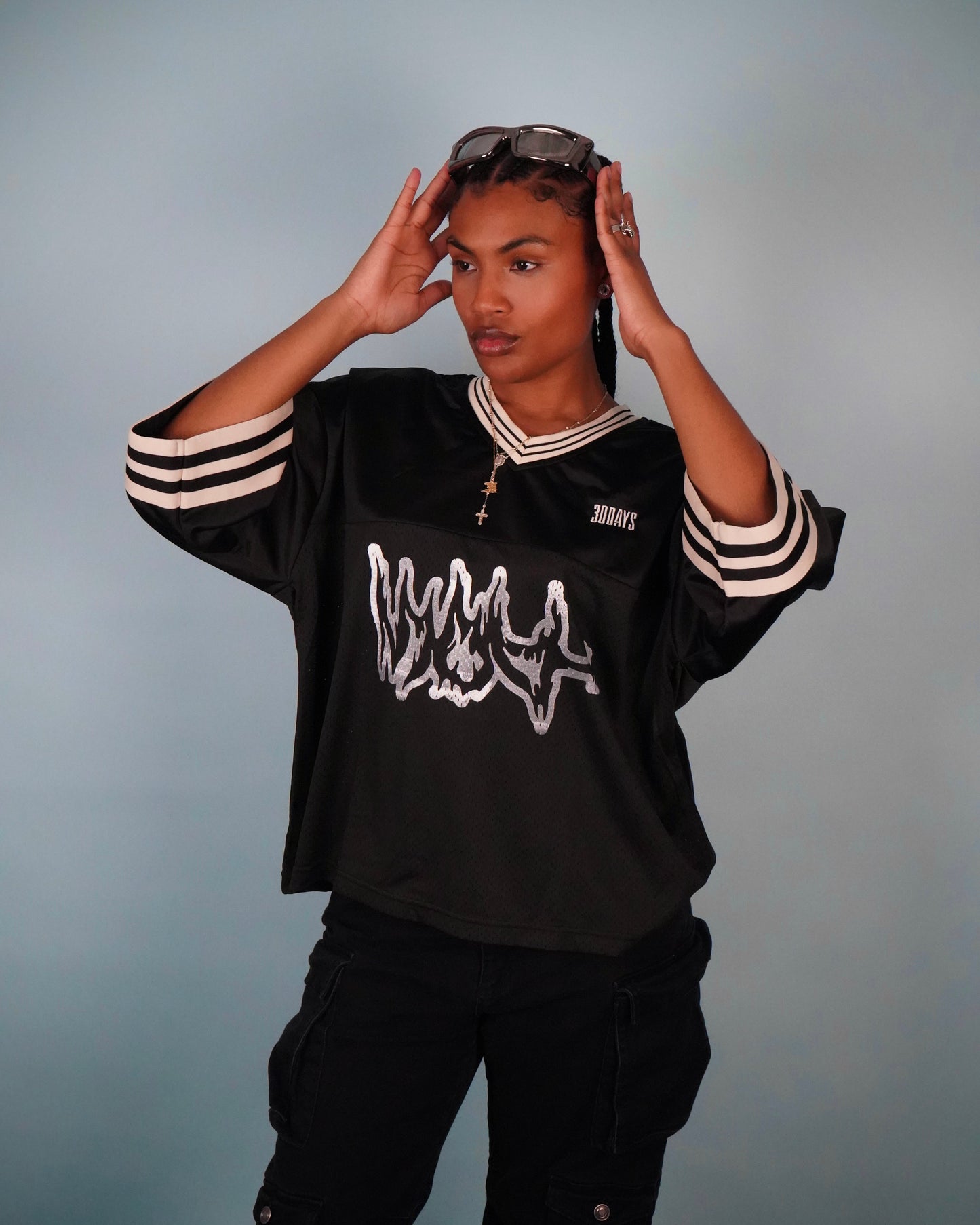 "304 FLAME" BLACK VINTAGE FOOTBALL JERSEY