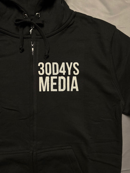 BLACK “30D4YS MEDIA" ZiP-UP HOODIE