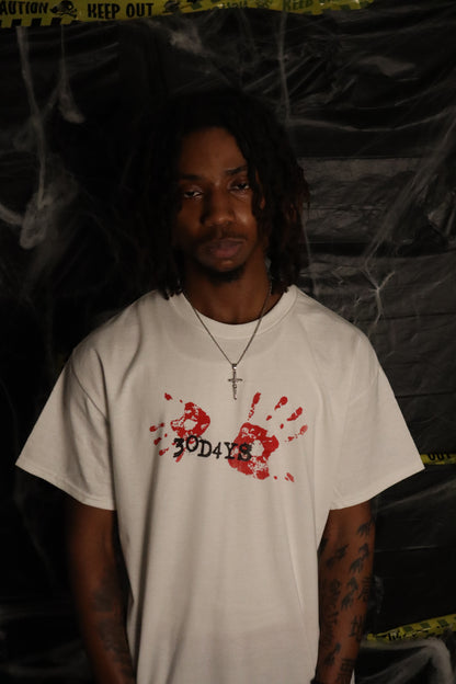 WHITE “30D4YS BL00DY H4NDS" T-SHIRT