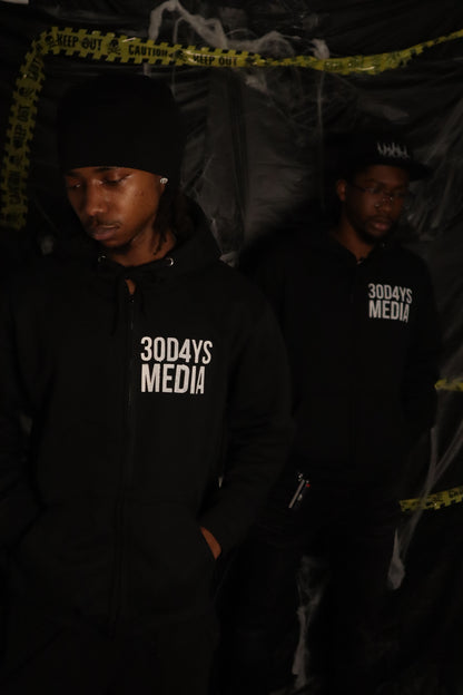 BLACK “30D4YS MEDIA" ZiP-UP HOODIE