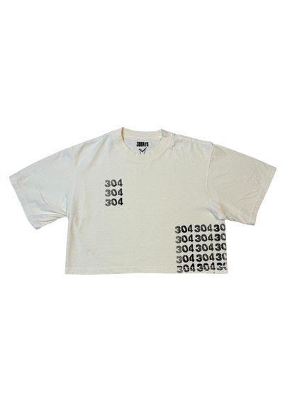 CREAM “304 REPEATER" CROP TOP