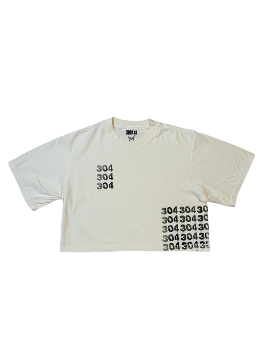 CREAM “304 REPEATER" CROP TOP