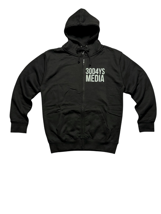BLACK “30D4YS MEDIA" ZiP-UP HOODIE